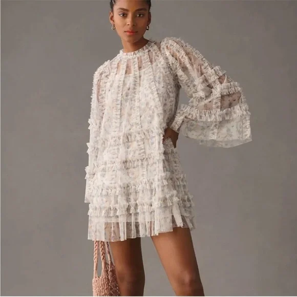 Mac Duggal Floral Ruffle Mini Dress size 10 - Picture 1 of 12